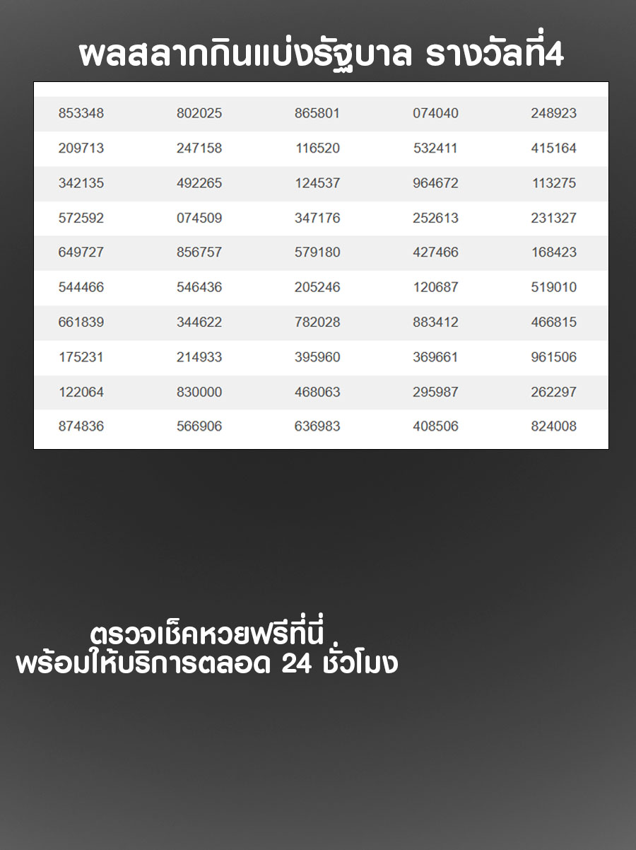 ผลสลากกินแบ่งรัฐบาล รางวัลที่ 4